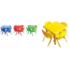 Kids heavy duty plastic table square shape with iorn legs RW-17118