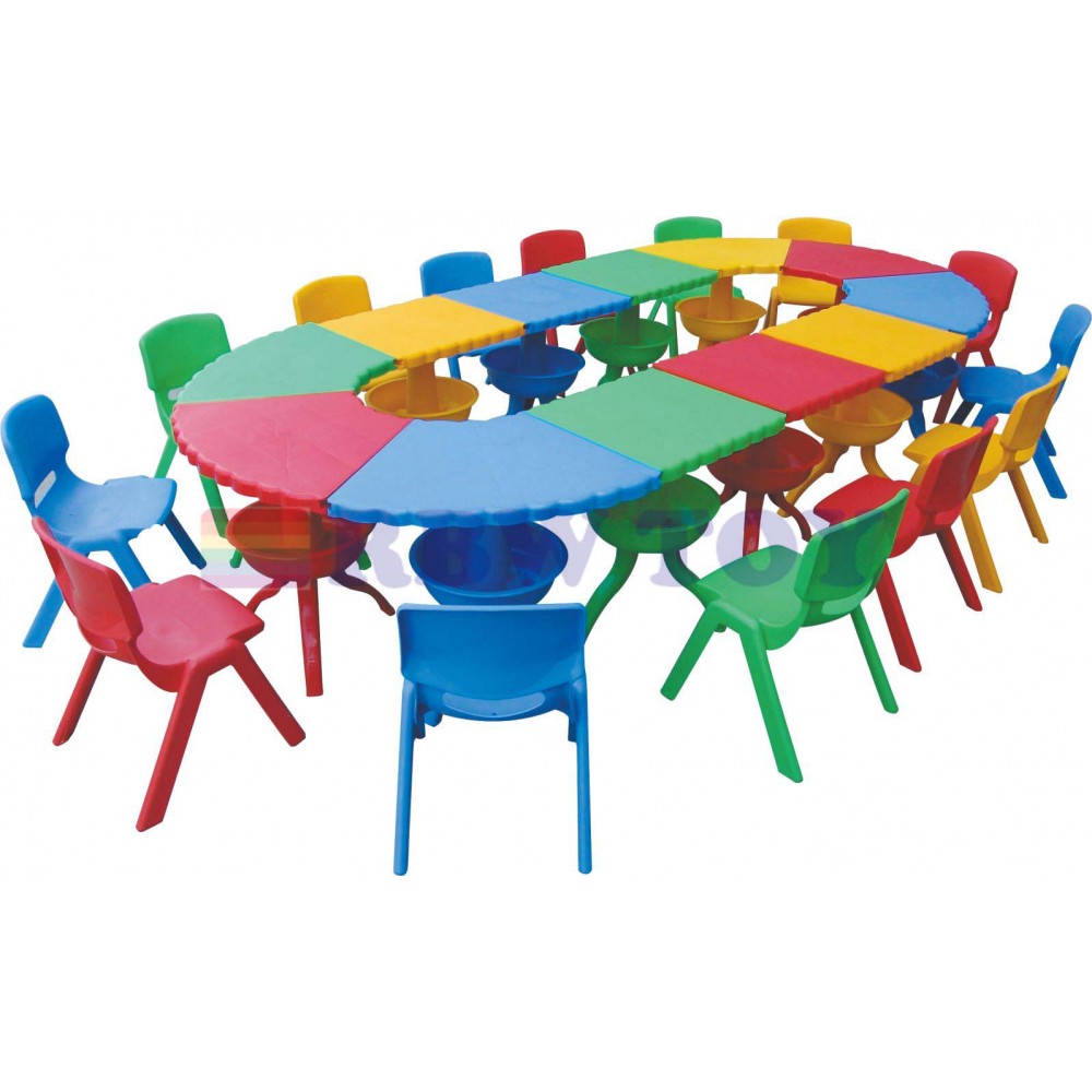 Kids Multi Colour Plastic Table Set Round Shape Rw 17128