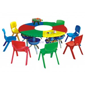 Kids  colour plastic table set round  shape toy storage RW-17132