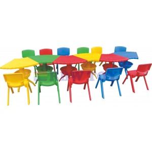 Kids multi colour plastic table set length shape RW-17134