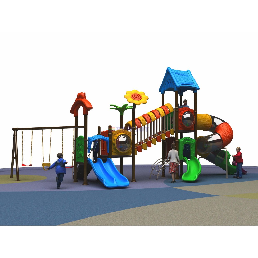 Kids outdoor playcentre slide and swing games RW-11008