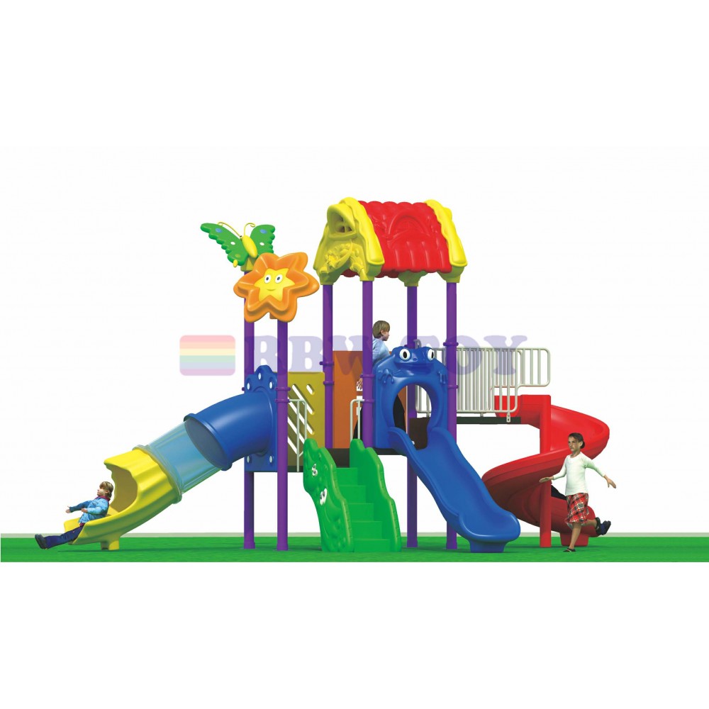 Children outdoor playground multi colourful slides RW-11029