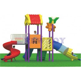 Children outdoor playground multi colourful slides RW-11029