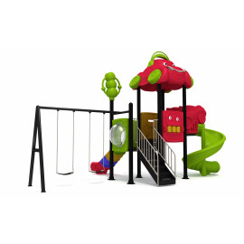 Car face outdoor play ground colourful slide and swing RW-11031