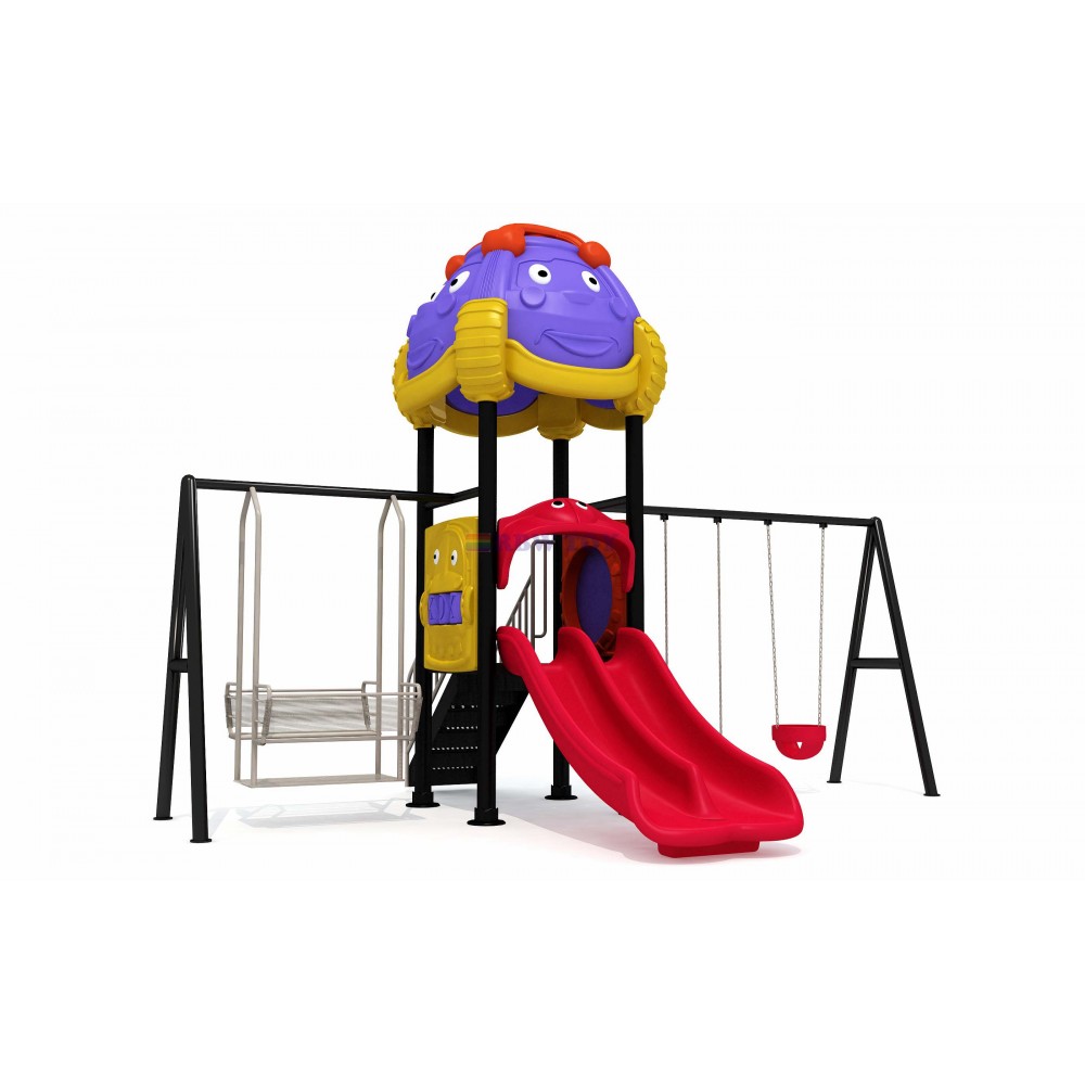 Card design outdoor playcentre swings and slide set RW-11033