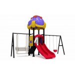 Card design outdoor playcentre swings and slide set RW-11033