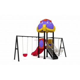 Card design outdoor playcentre swings and slide set RW-11033