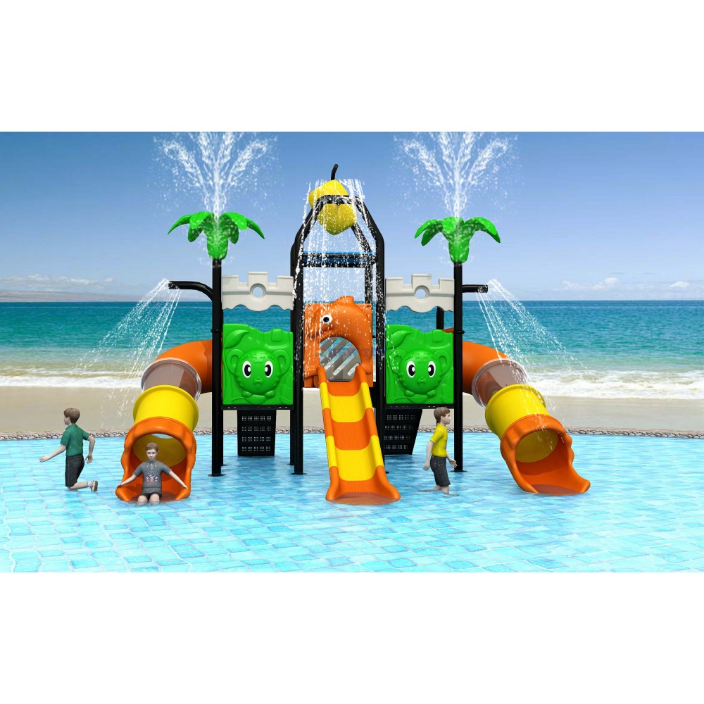 Double tube slide water play ground set RW-11084