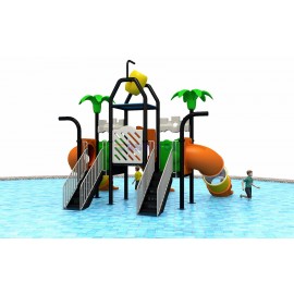 Double tube slide water play ground set RW-11084