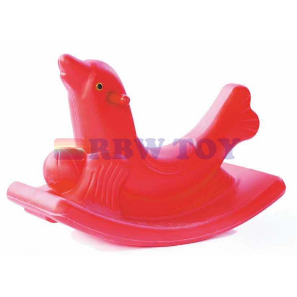 Kids plastic rocking Dolphine shape seesaw red colour RW-16374