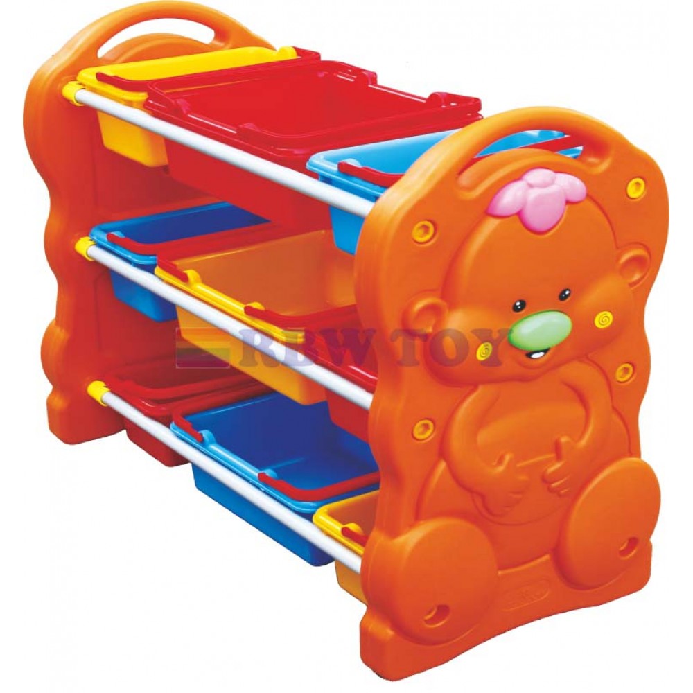 Kids Plastic Toys Storage Organizer With 9 Plastic Bin RW-16623