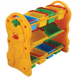 Kids Plastic Toys Storage Organizer With 9 Plastic Bin RW-16623